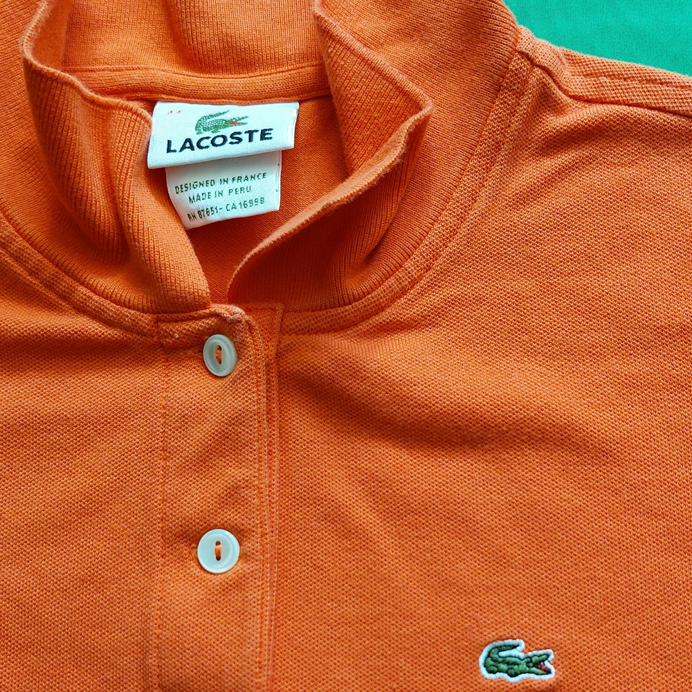 Lacoste Orange Polo Shirt Classic Design Cotton Pique
